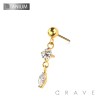 IMPLANT GRADE TITANIUM THREADLESS PUSH IN CZ ROUND AND MARQUISE DANGLE TOP PART